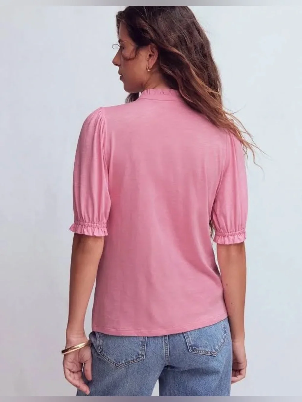 BODEN Formica Pink Eda Ruffle Front Shirt NWT